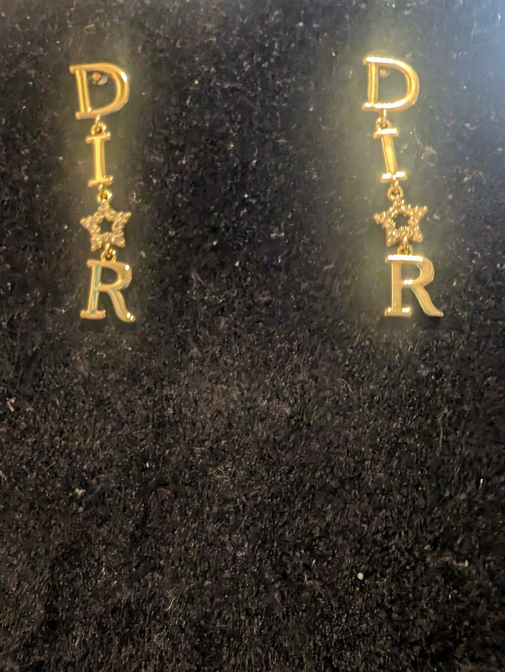 Gold Dangle Letter Earrings with Star Accent - D I ⭐ R